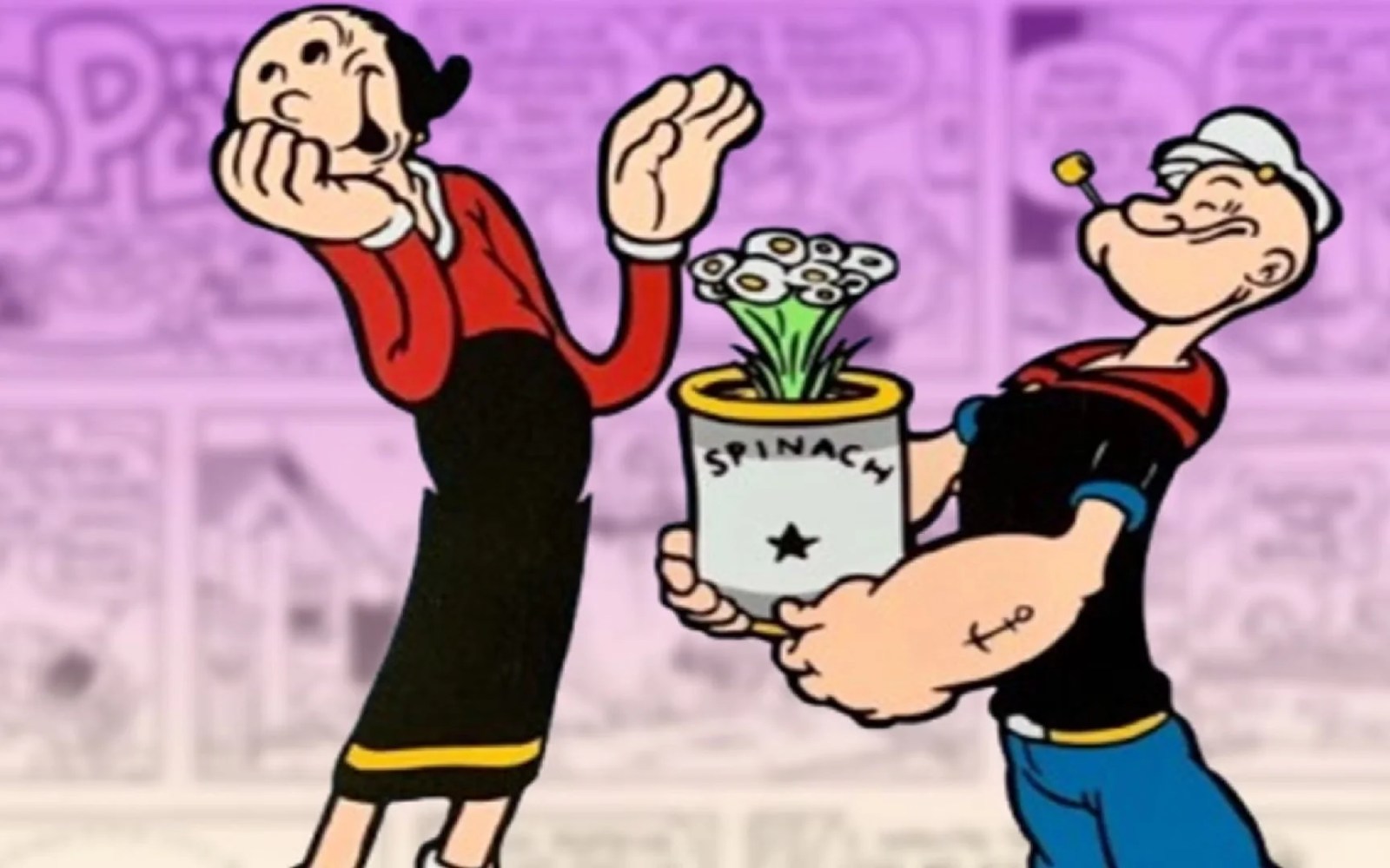 Olive Oyl and Popeye.